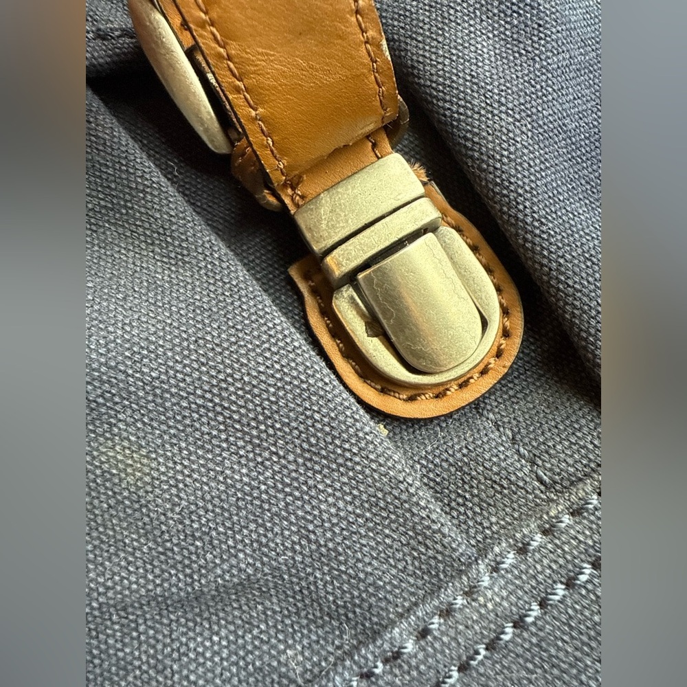 Fossil Unisex Navy Denim and Brown Leather Crossbody Messenger Bag - Picture 10 of 12